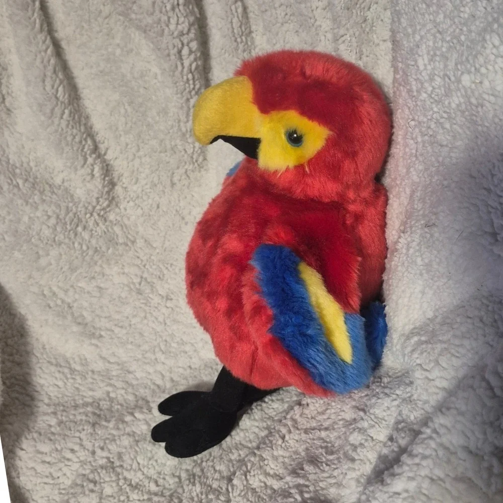 Unipak Scarlet Macaw Parrot Plush Red Blue Yellow Tropical Bird Stuffed Animal